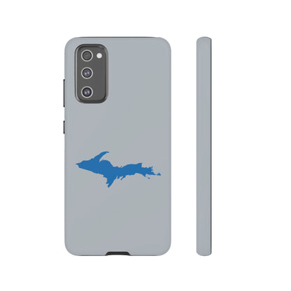 Michigan Upper Peninsula Tough Phone Case (Silver w/ Azure UP Outline) | Samsung & Pixel Android