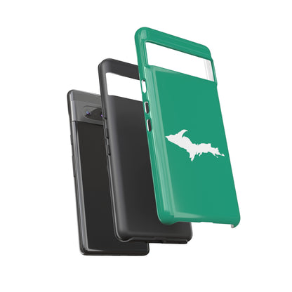 Michigan Upper Peninsula Tough Phone Case (Emerald Green w/ UP Outline) | Samsung & Pixel Android