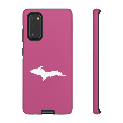 Michigan Upper Peninsula Tough Phone Case (Apple Blossom Pink w/ UP Outline) | Samsung & Pixel Android