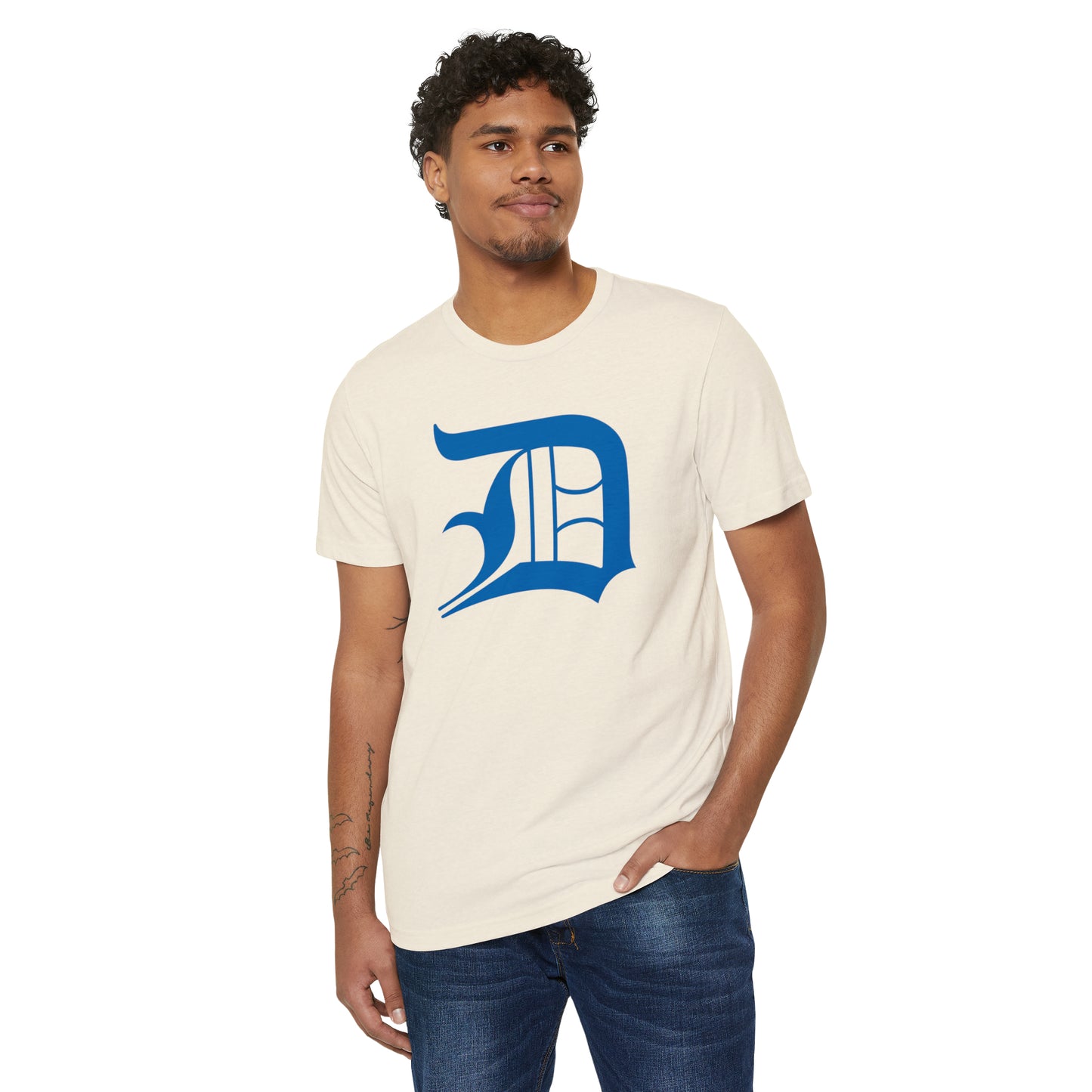 Detroit 'Old English D' T-Shirt (Azure) | Unisex Recycled Organic