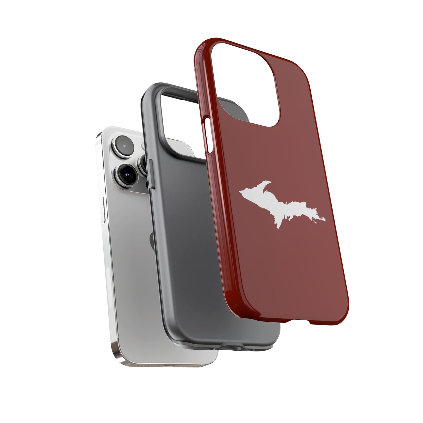 Michigan Upper Peninsula Tough Phone Case (Traverse Cherry Red w/ UP Outline) | Apple iPhone