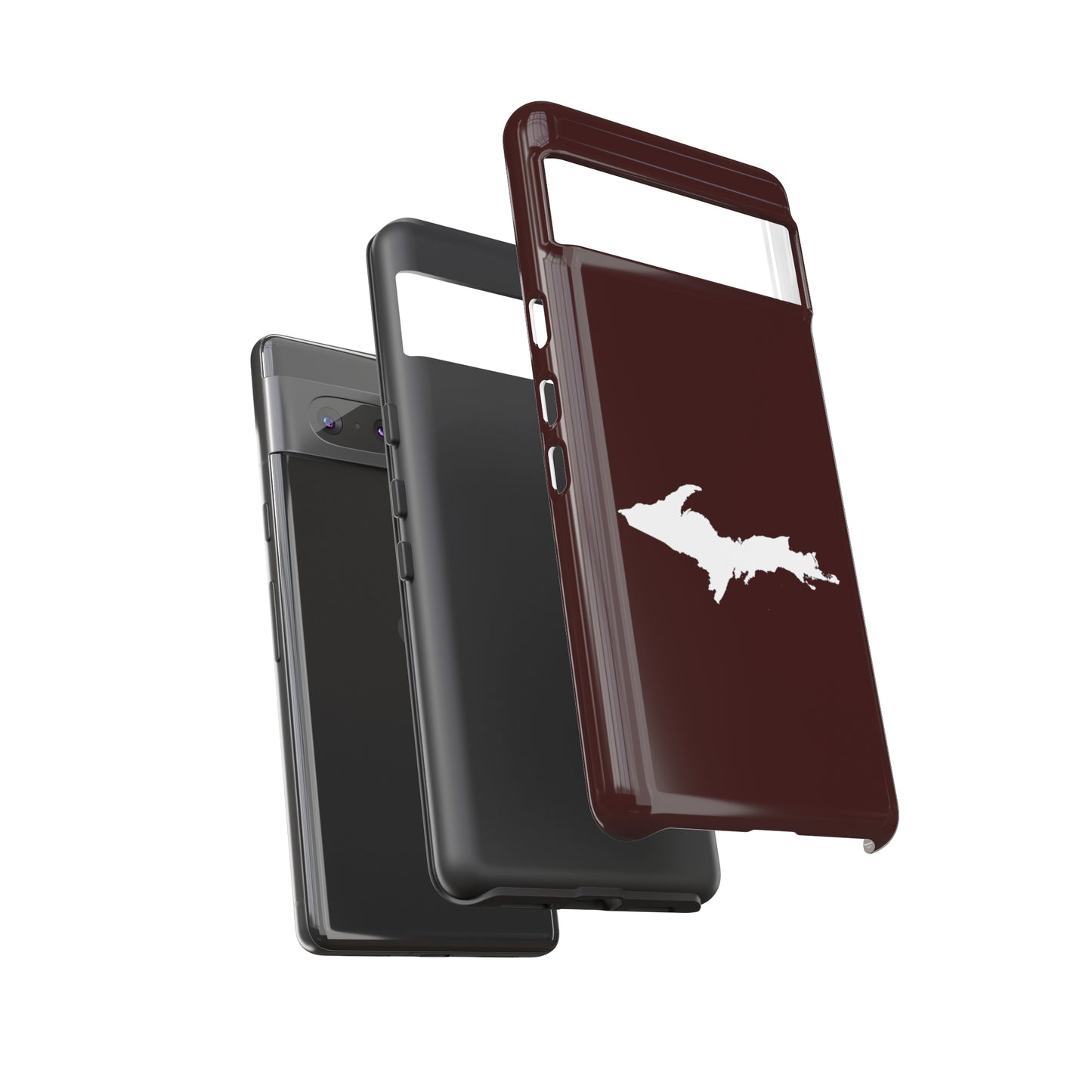 Michigan Upper Peninsula Tough Phone Case (Cherrywood Color w/ UP Outline) | Samsung & Pixel Android