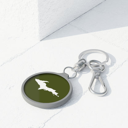 Michigan Upper Peninsula Keyring (w/ UP Outline) | Army Green