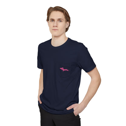 Michigan Upper Peninsula Pocket T-Shirt (w/ Pink UP Outline) | Unisex Standard