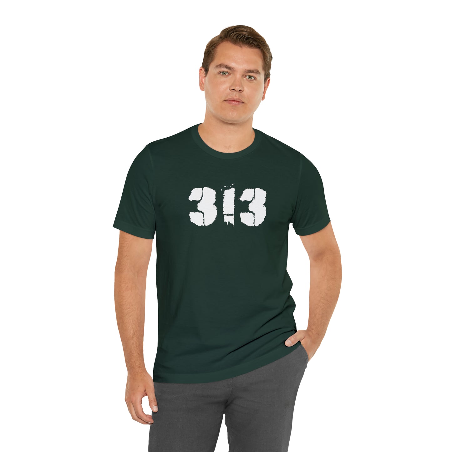 Detroit '313' T-Shirt (Spray Stencil Font) | Unisex Standard Fit