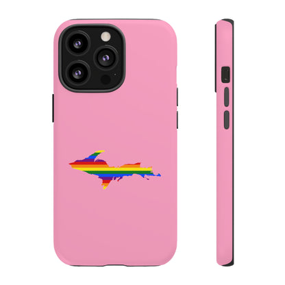 Michigan Upper Peninsula Tough Phone Case ('67 Pink Caddie w/ UP Pride Flag Outline) | Apple iPhone