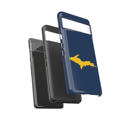 Michigan Upper Peninsula Tough Phone Case (Navy w/ Gold UP Outline) | Samsung & Pixel Android