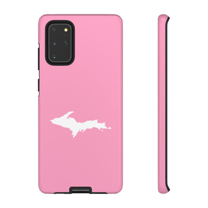 Michigan Upper Peninsula Tough Phone Case ('67 Caddie Pink w/ UP Outline) | Samsung & Pixel Android