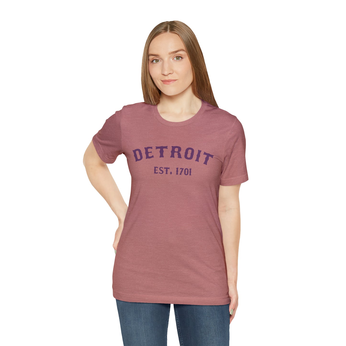 'Detroit EST. 1701' T-Shirt (Plum Ballpark Font) | Unisex Standard