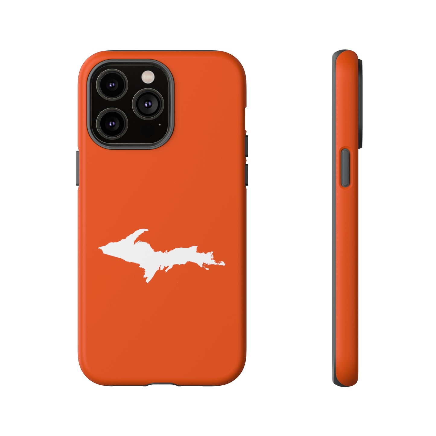 Michigan Upper Peninsula Tough Phone Case (Maple Leaf Orange w/ UP Outline) | Apple iPhone