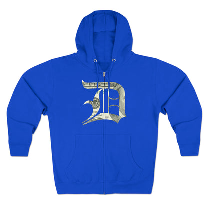 Detroit 'Old English D' Hoodie (Full-Body Benjamins Edition) | Unisex Full Zip