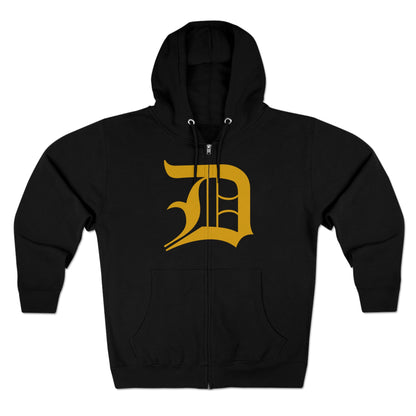 Detroit 'Old English D' Hoodie (Full-Body Gold) | Unisex Full Zip