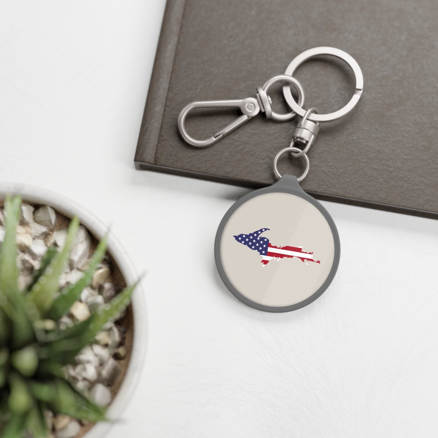 Michigan Upper Peninsula Keyring (w/ UP USA Flag) | Canvas Color