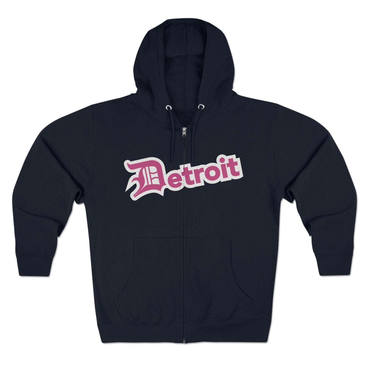 'Detroit' Hoodie (Apple Blossom Pink w/ Old English 'D') | Unisex Full Zip