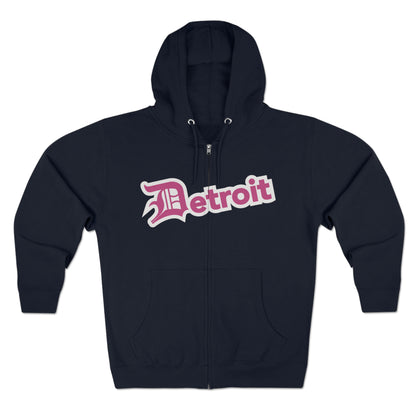 'Detroit' Hoodie (Apple Blossom Pink w/ Old English 'D') | Unisex Full Zip