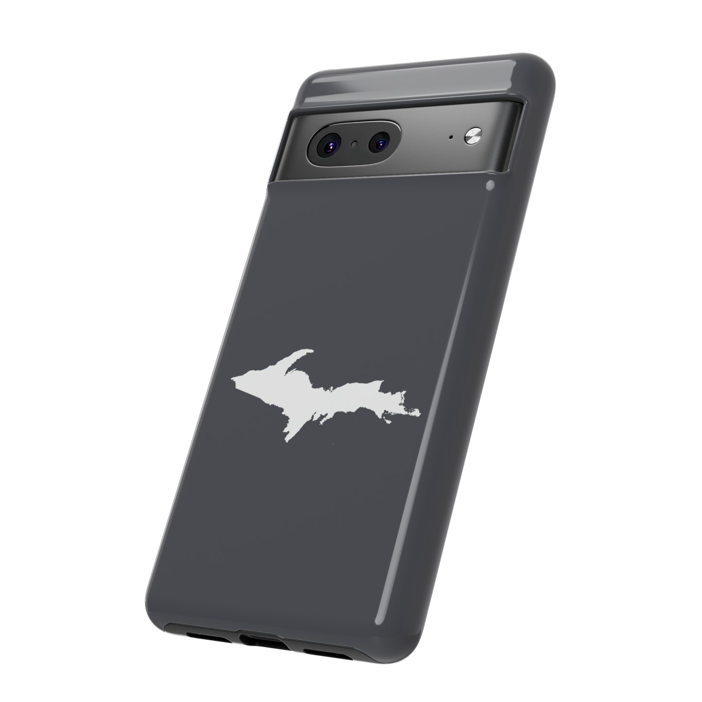 Michigan Upper Peninsula Tough Phone Case (Iron Ore Grey w/ UP Outline) | Samsung & Pixel Android