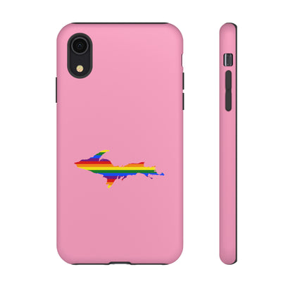 Michigan Upper Peninsula Tough Phone Case ('67 Pink Caddie w/ UP Pride Flag Outline) | Apple iPhone