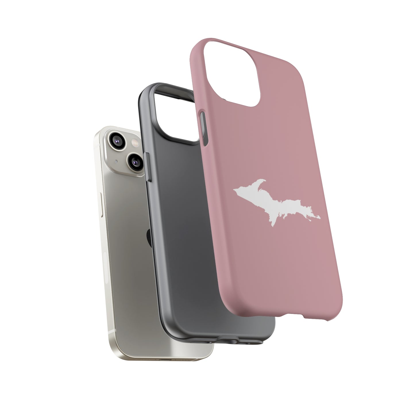 Michigan Upper Peninsula Tough Phone Case (Cherry Blossom Pink w/ UP Outline) | Apple iPhone