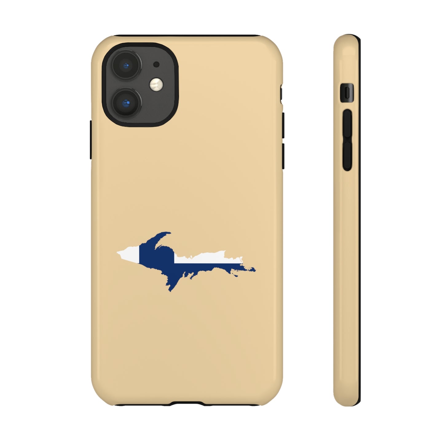 Michigan Upper Peninsula Tough Phone Case (Maple Color w/ UP Finland Flag Outline) | Apple iPhone