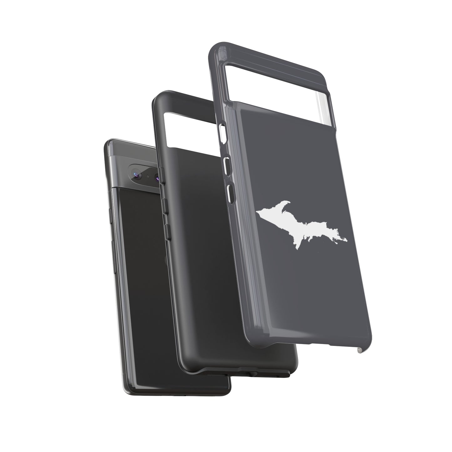 Michigan Upper Peninsula Tough Phone Case (Iron Ore Grey w/ UP Outline) | Samsung & Pixel Android