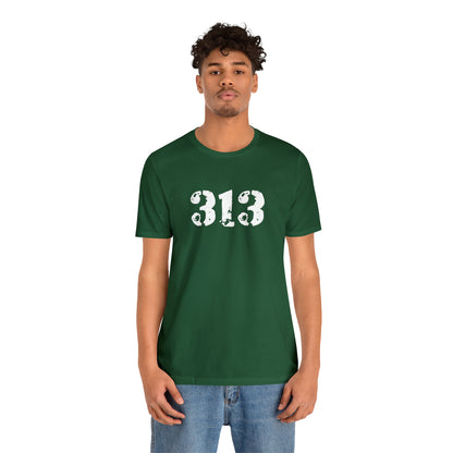 Detroit '313' T-Shirt (Distressed Stencil Font) | Unisex Standard Fit