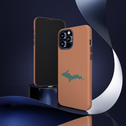 Michigan Upper Peninsula Tough Phone Case (Copper Color w/ Copper Green UP Outline) | Apple iPhone