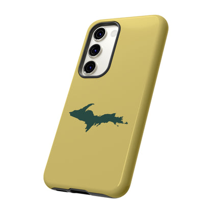 Michigan Upper Peninsula Tough Phone Case (Plum Yellow w/ Green UP Outline) | Samsung & Pixel Android