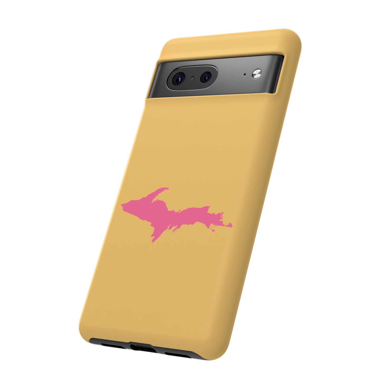 Michigan Upper Peninsula Tough Phone Case (Citrine w/ Pink UP Outline) | Samsung & Pixel Android