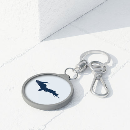 Michigan Upper Peninsula Keyring (w/ Navy UP Outline) | Gossy White