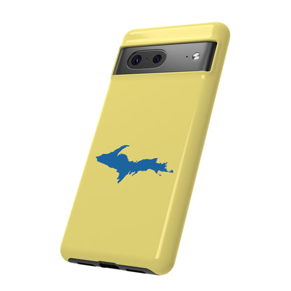 Michigan Upper Peninsula Tough Phone Case (Yellow Cherry w/ Azure UP Outline) | Samsung & Pixel Android