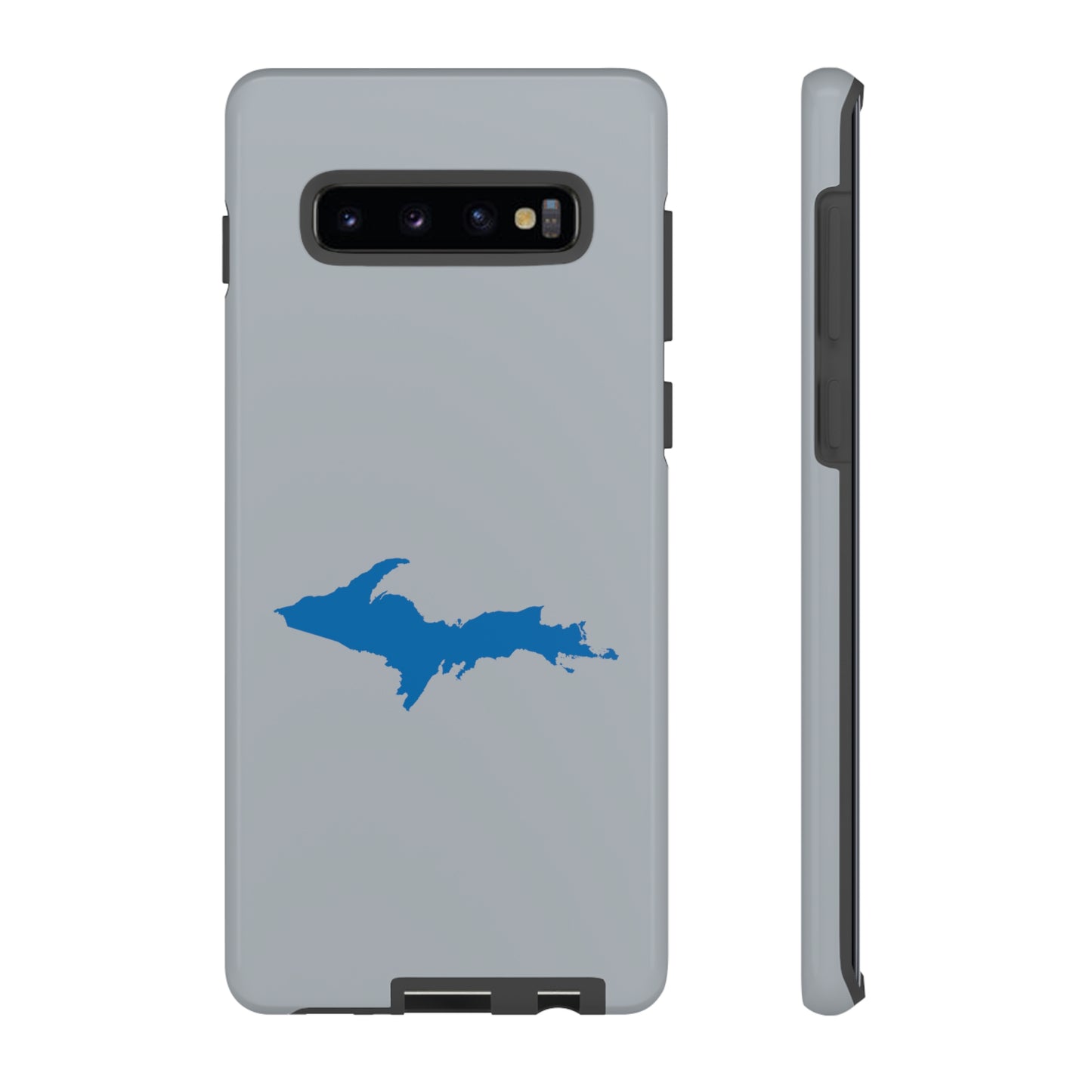 Michigan Upper Peninsula Tough Phone Case (Silver w/ Azure UP Outline) | Samsung & Pixel Android