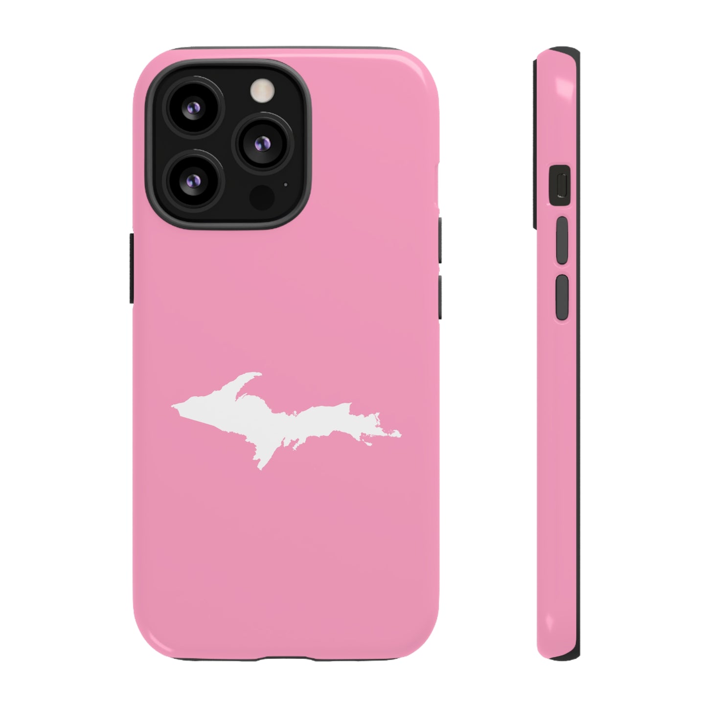 Michigan Upper Peninsula Tough Phone Case ('67 Caddie Pink w/ UP Outline) | Apple iPhone