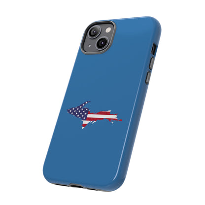 Michigan Upper Peninsula Tough Phone Case (Lake Superior Blue w/ UP USA Flag Outline) | Apple iPhone