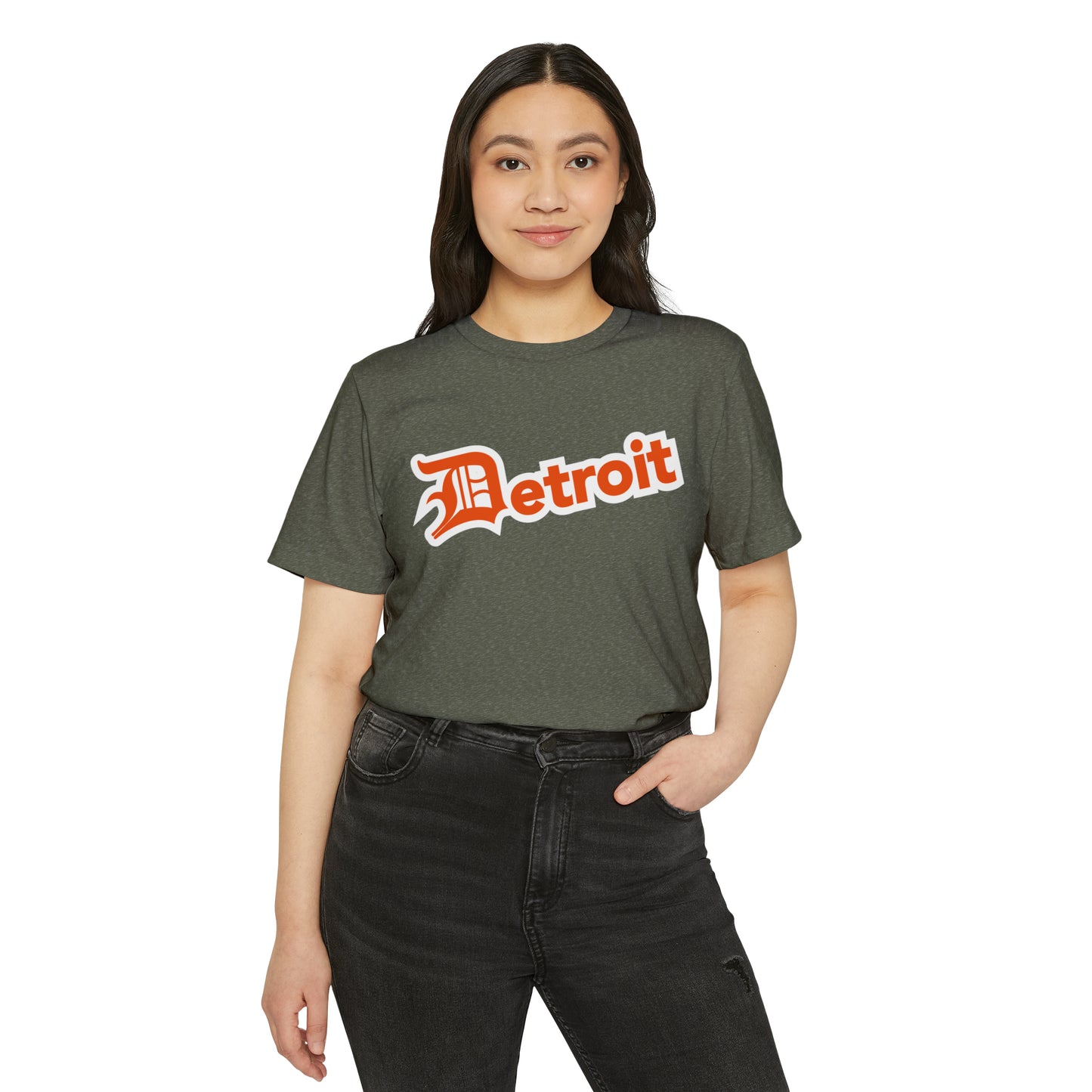 'Detroit' T-Shirt (Maple Leaf Orange Old English 'D') | Unisex Recycled Organic