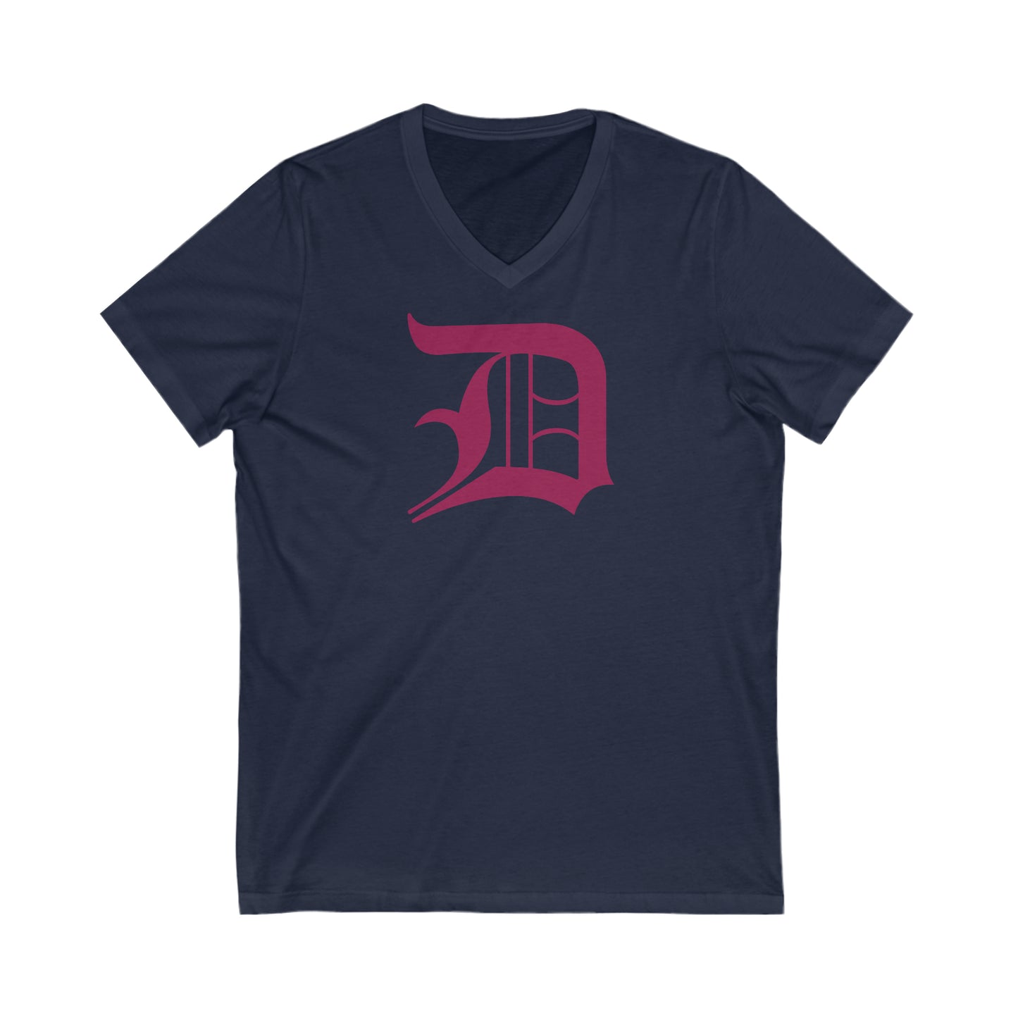 Detroit 'Old English D' T-Shirt (Ruby Red) | Unisex V-Neck