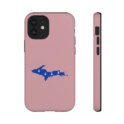 Michigan Upper Peninsula Tough Phone Case (Cherry Blossom Pink w/ UP Quebec Flag Outline) | Apple iPhone