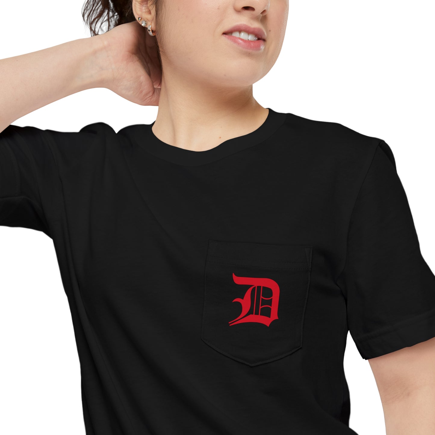 Detroit 'Old English D' Pocket T-Shirt (Aliform Red) | Unisex Standard