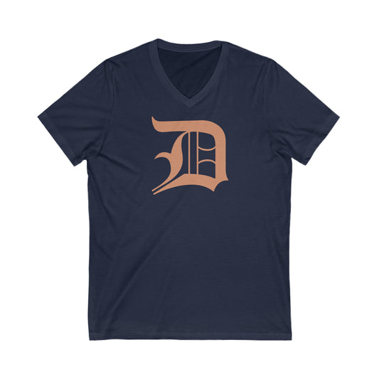 Detroit 'Old English D' T-Shirt (Copper Color) | Unisex V-Neck