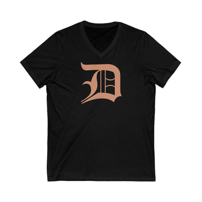 Detroit 'Old English D' T-Shirt (Copper Color) | Unisex V-Neck