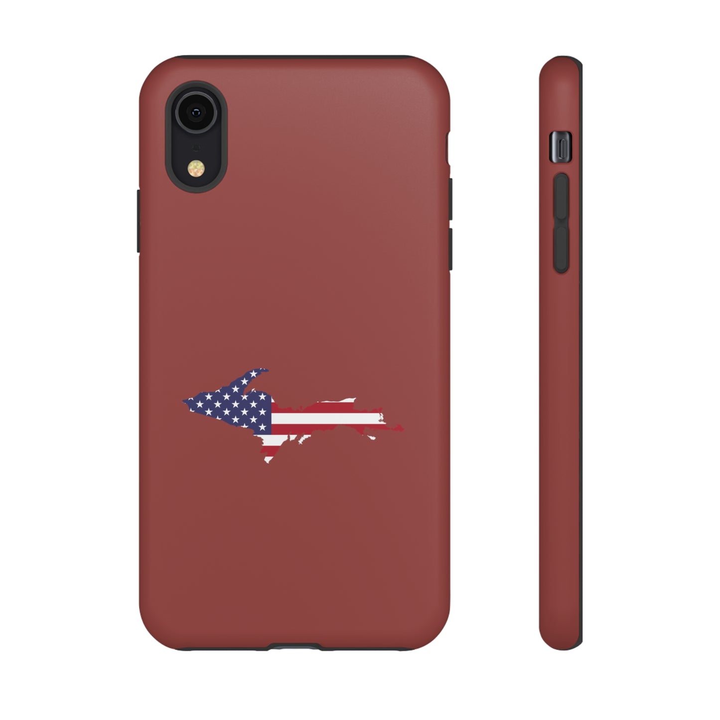 Michigan Upper Peninsula Tough Phone Case (Ore Dock Red w/ UP USA Flag Outline) | Apple iPhone