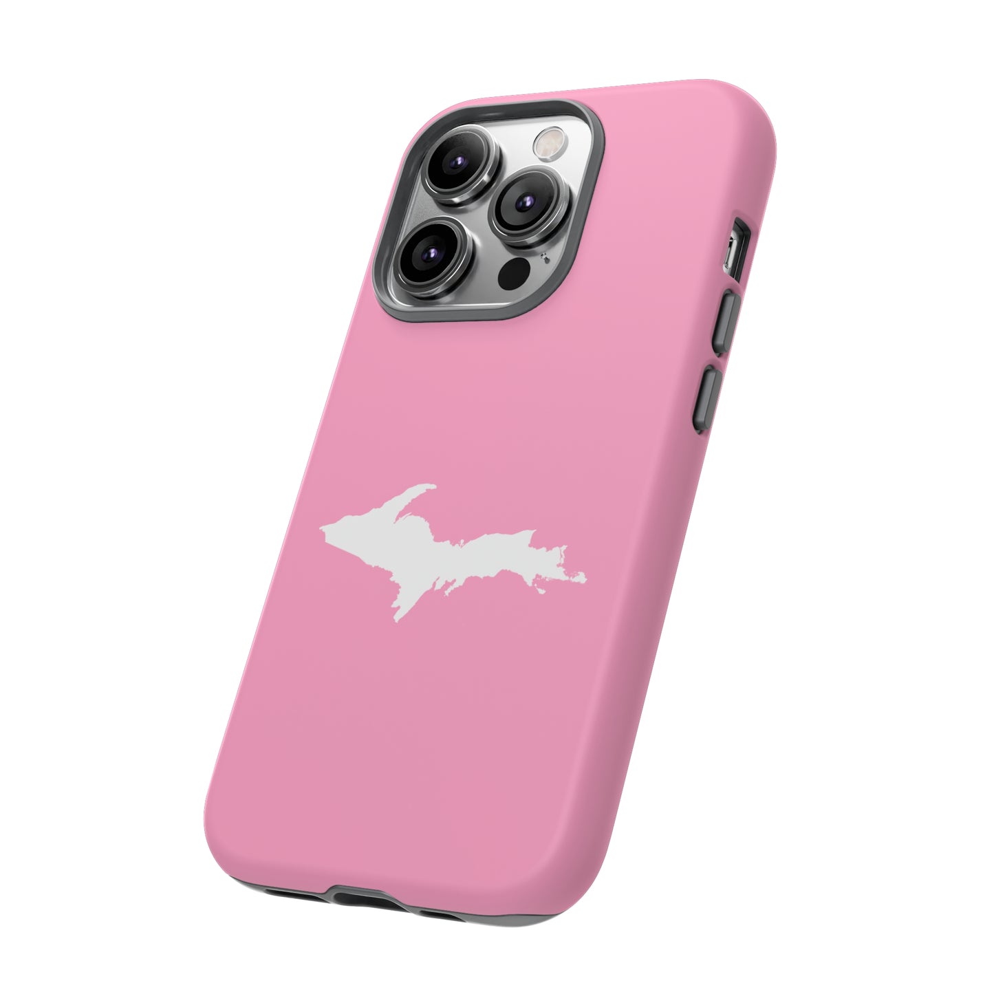 Michigan Upper Peninsula Tough Phone Case ('67 Caddie Pink w/ UP Outline) | Apple iPhone