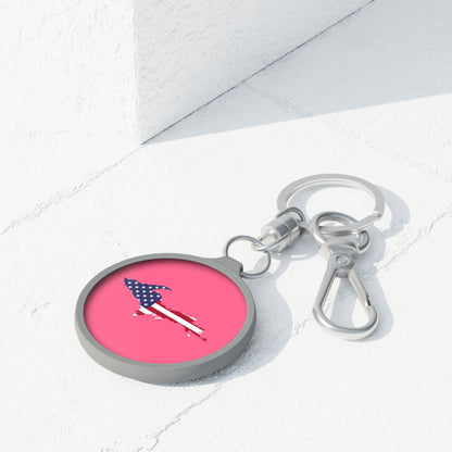 Michigan Upper Peninsula Keyring (w/ UP USA Flag) | Rhodochrosite Pink