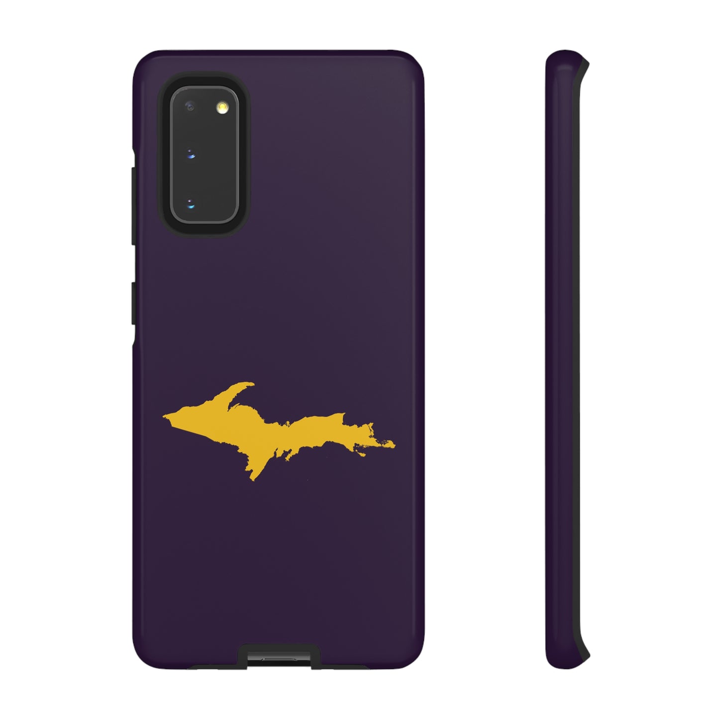 Michigan Upper Peninsula Tough Phone Case (Blackcurrant w/ Gold UP Outline) | Samsung & Pixel Android