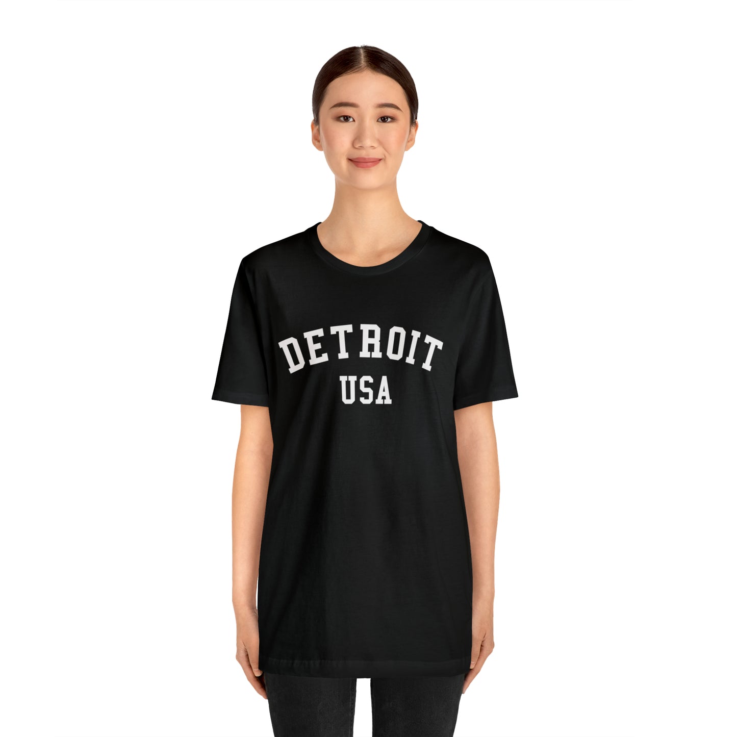 'Detroit USA' T-Shirt (Collegiate Font) | Unisex Standard