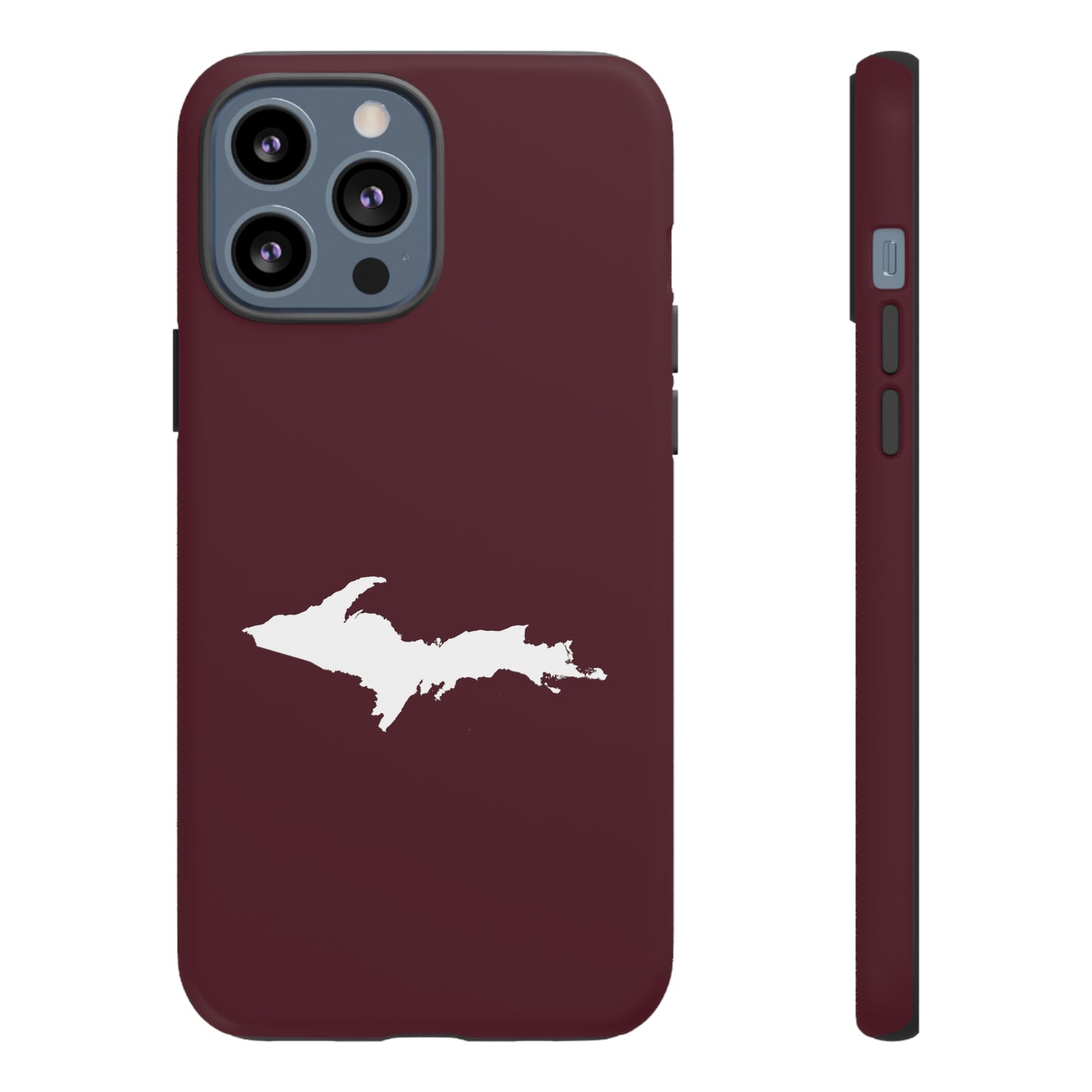 Michigan Upper Peninsula Tough Phone Case (Old Mission Burgundy w/ UP Outline) | Apple iPhone