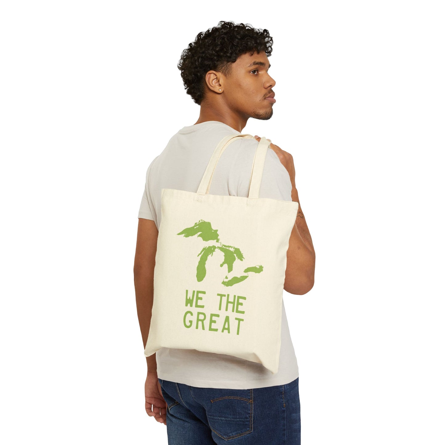 Great Lakes 'We The Great' Light Tote Bag | Gooseberry Green