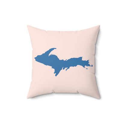 Michigan Upper Peninsula Accent Pillow (w/ UP Outline) | Champagne Pink