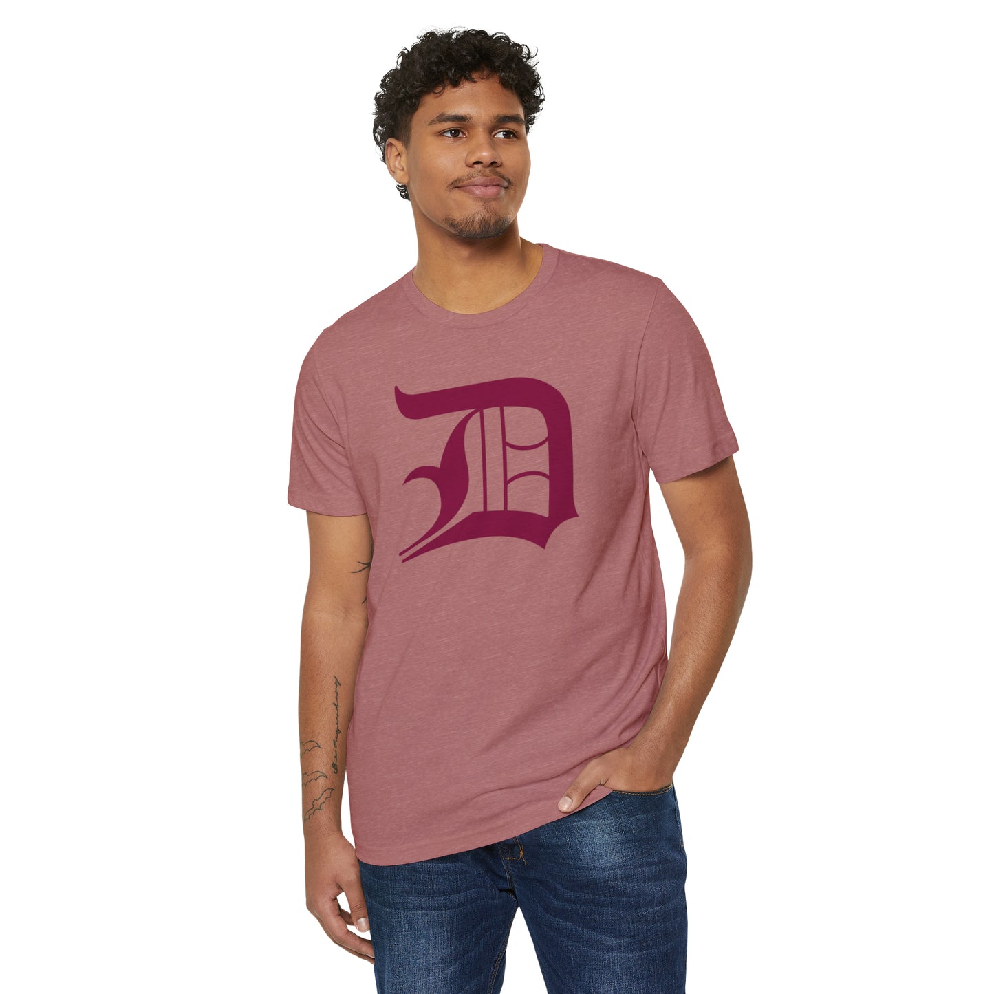 Detroit 'Old English D' T-Shirt (Ruby Red) | Unisex Recycled Organic