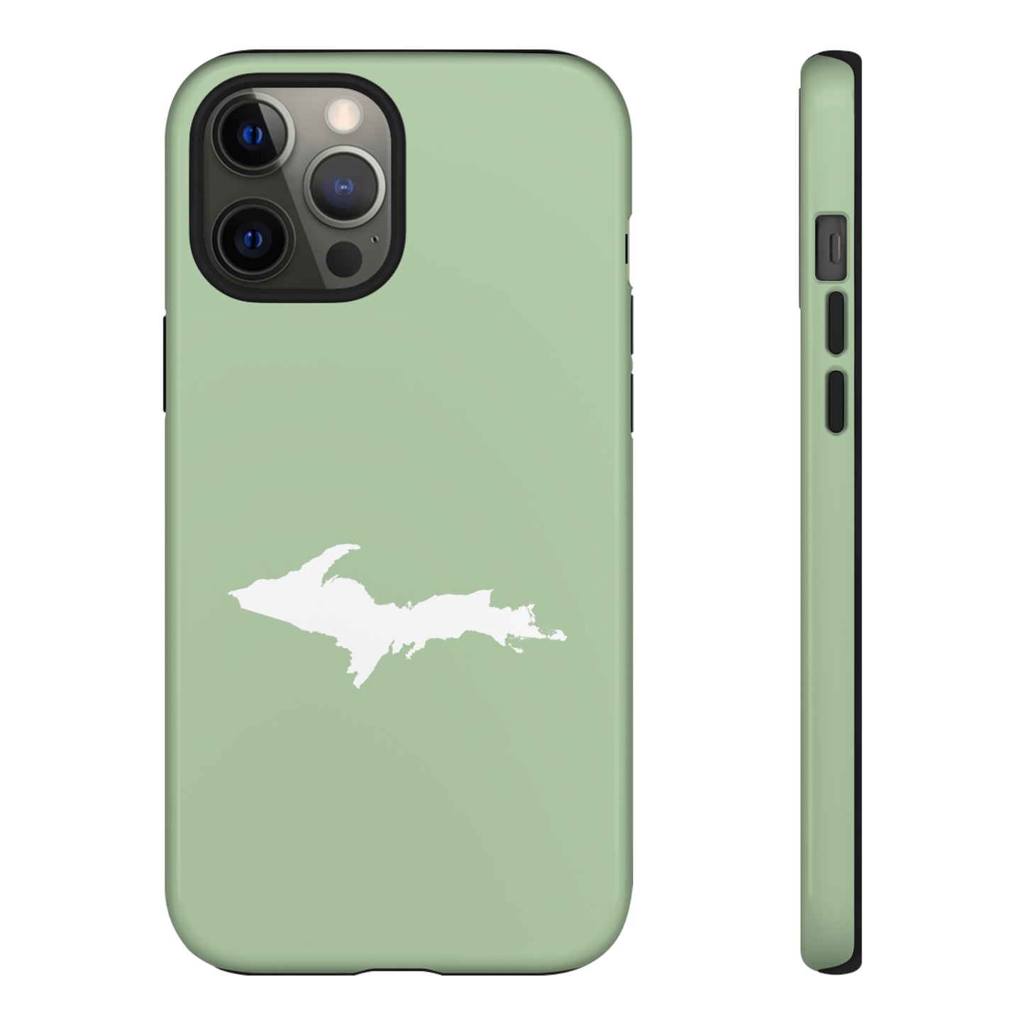 Michigan Upper Peninsula Tough Phone Case (Green Tea Color w/ UP Outline) | Apple iPhone