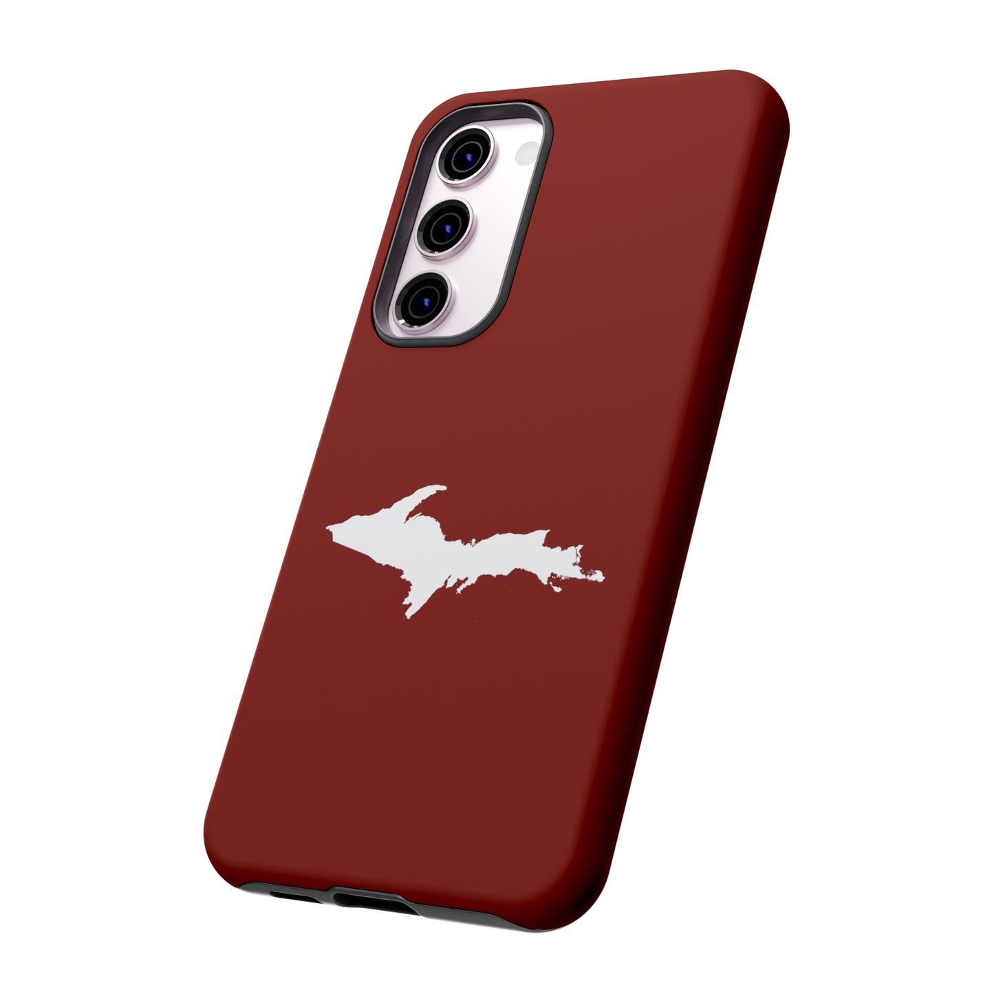 Michigan Upper Peninsula Tough Phone Case (Traverse Cherry Red w/ UP Outline) | Samsung & Pixel Android